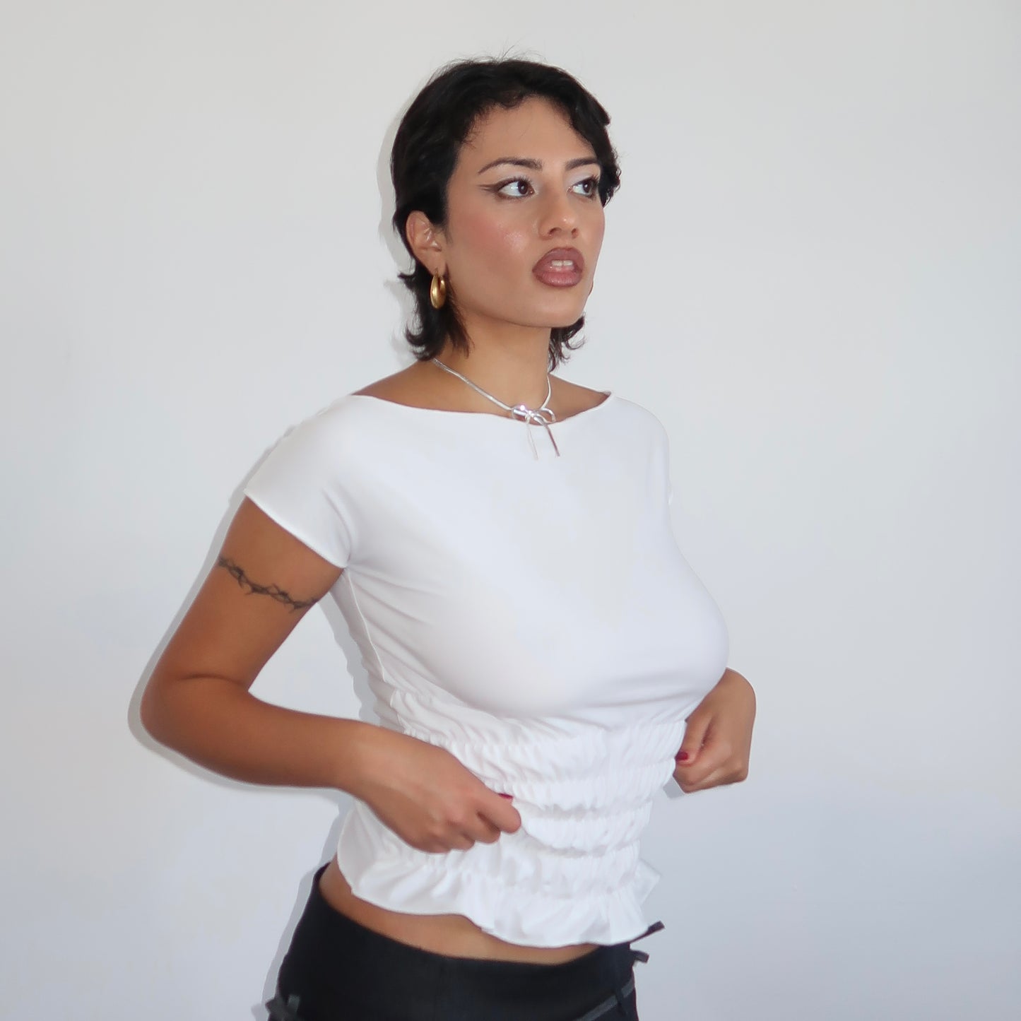 White Ruched Top