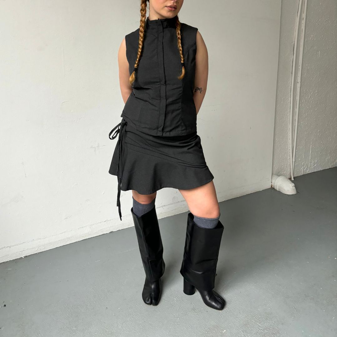 360 Skirt in Grey Suiting