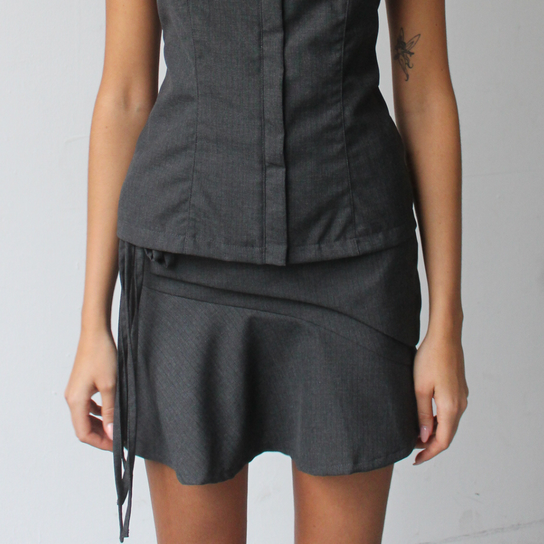 360 Skirt in Grey Suiting