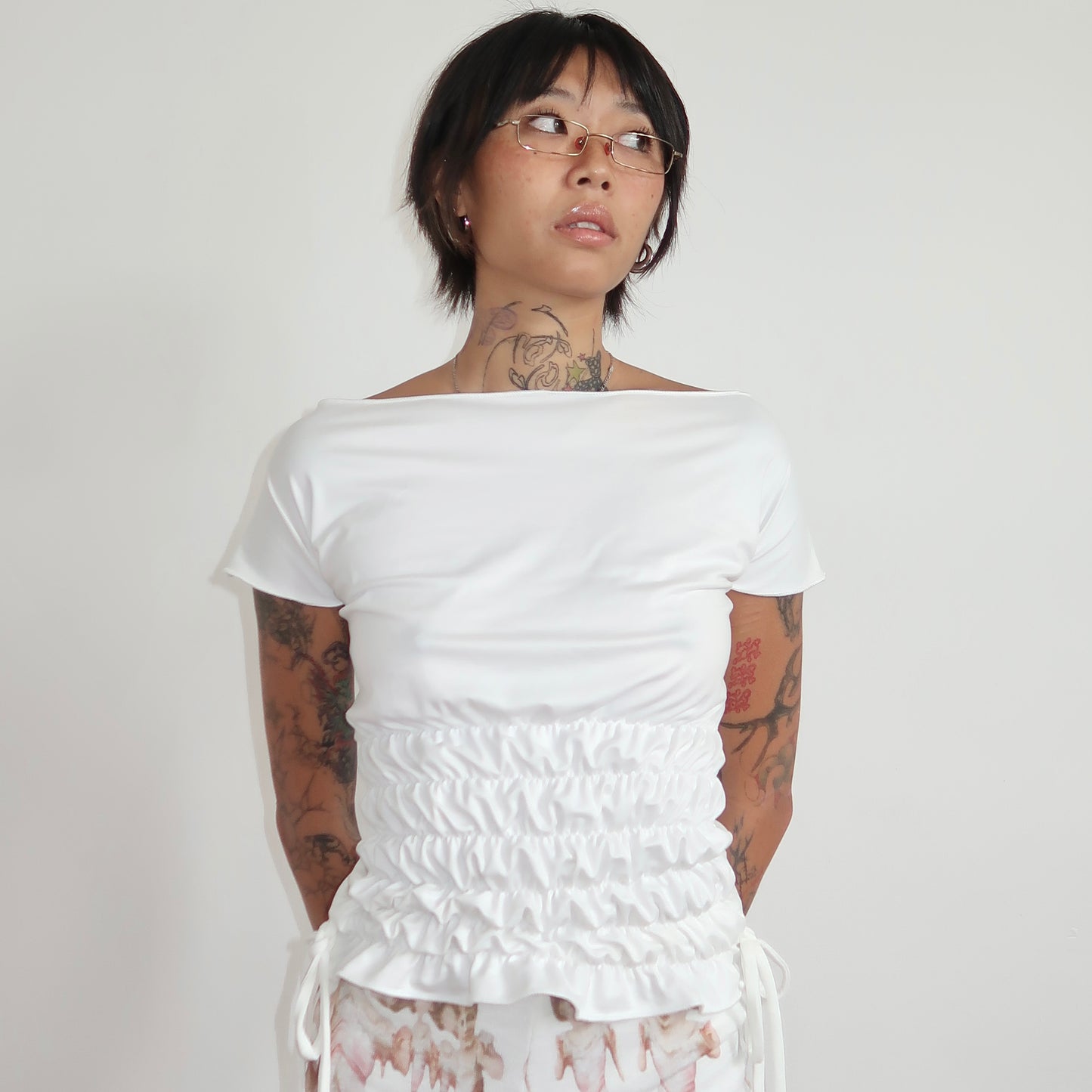 White Ruched Top Pre-order