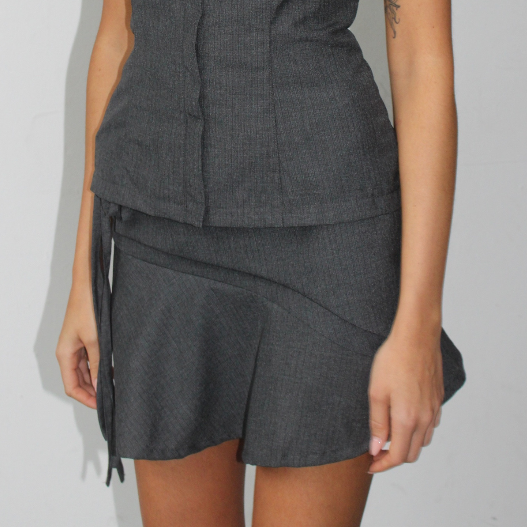 360 Skirt in Grey Suiting
