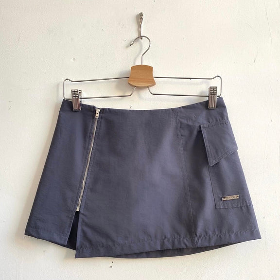 Asymmetric Cargo Mini Skirt in Grey | Offkut Studio – OFFKUT Studio