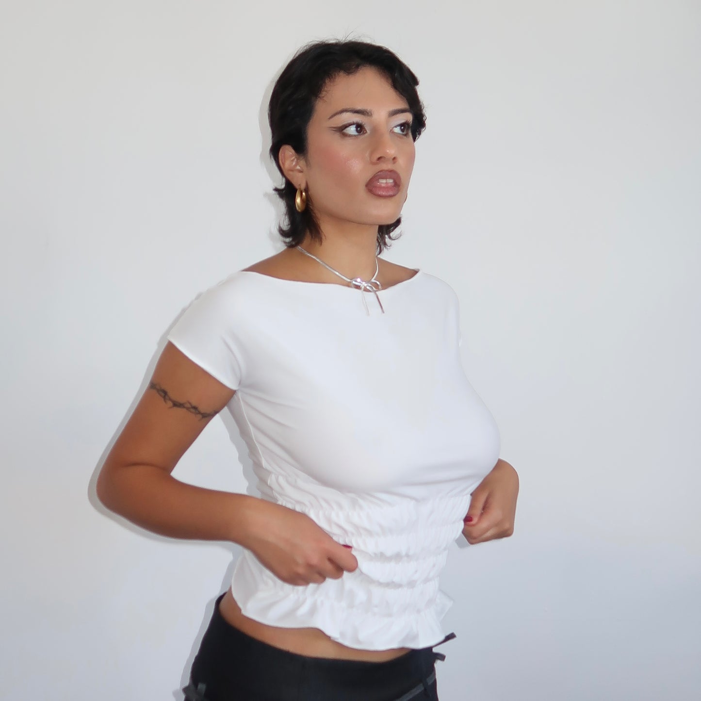 White Ruched Top Pre-order