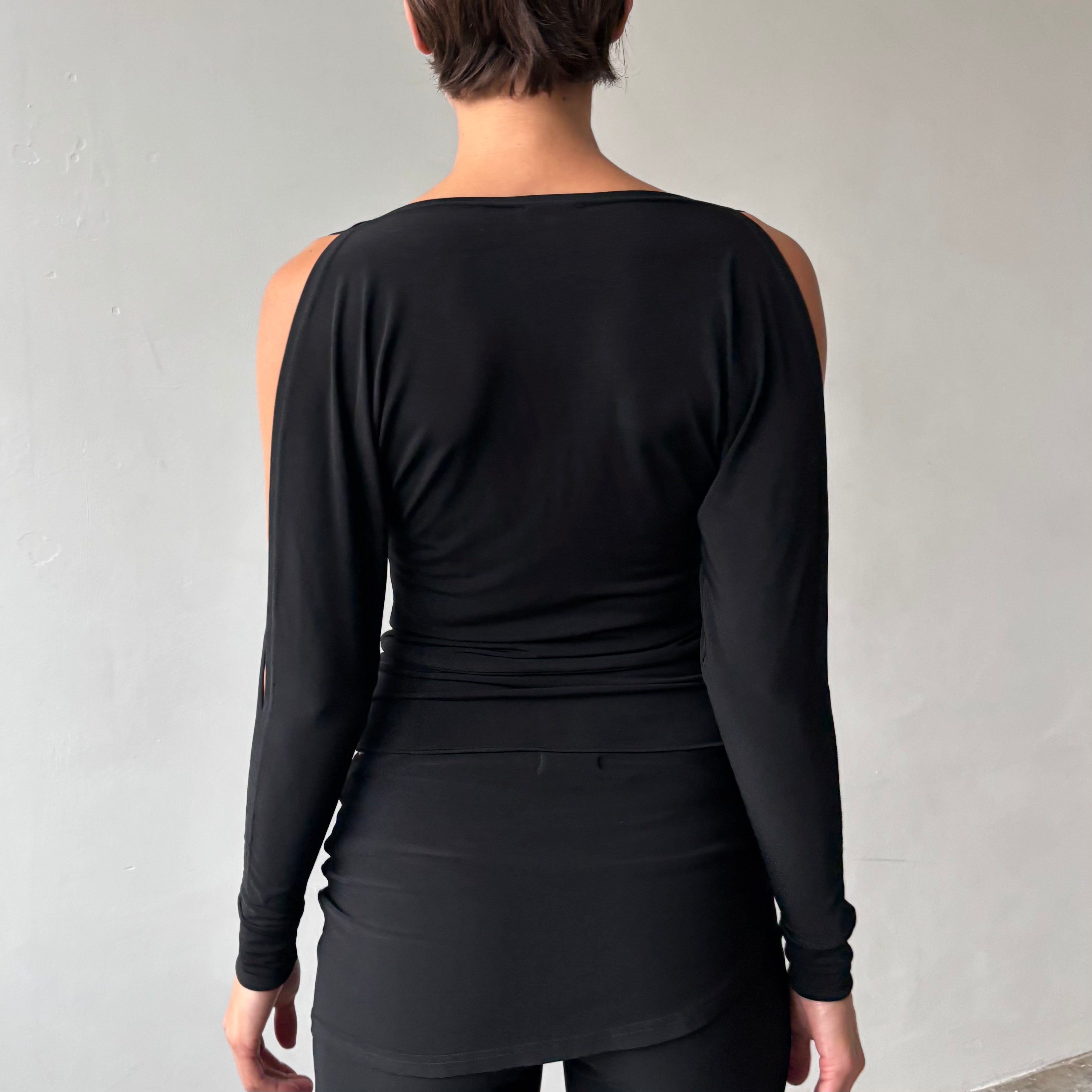 The Long Split Sleeve Top in Black