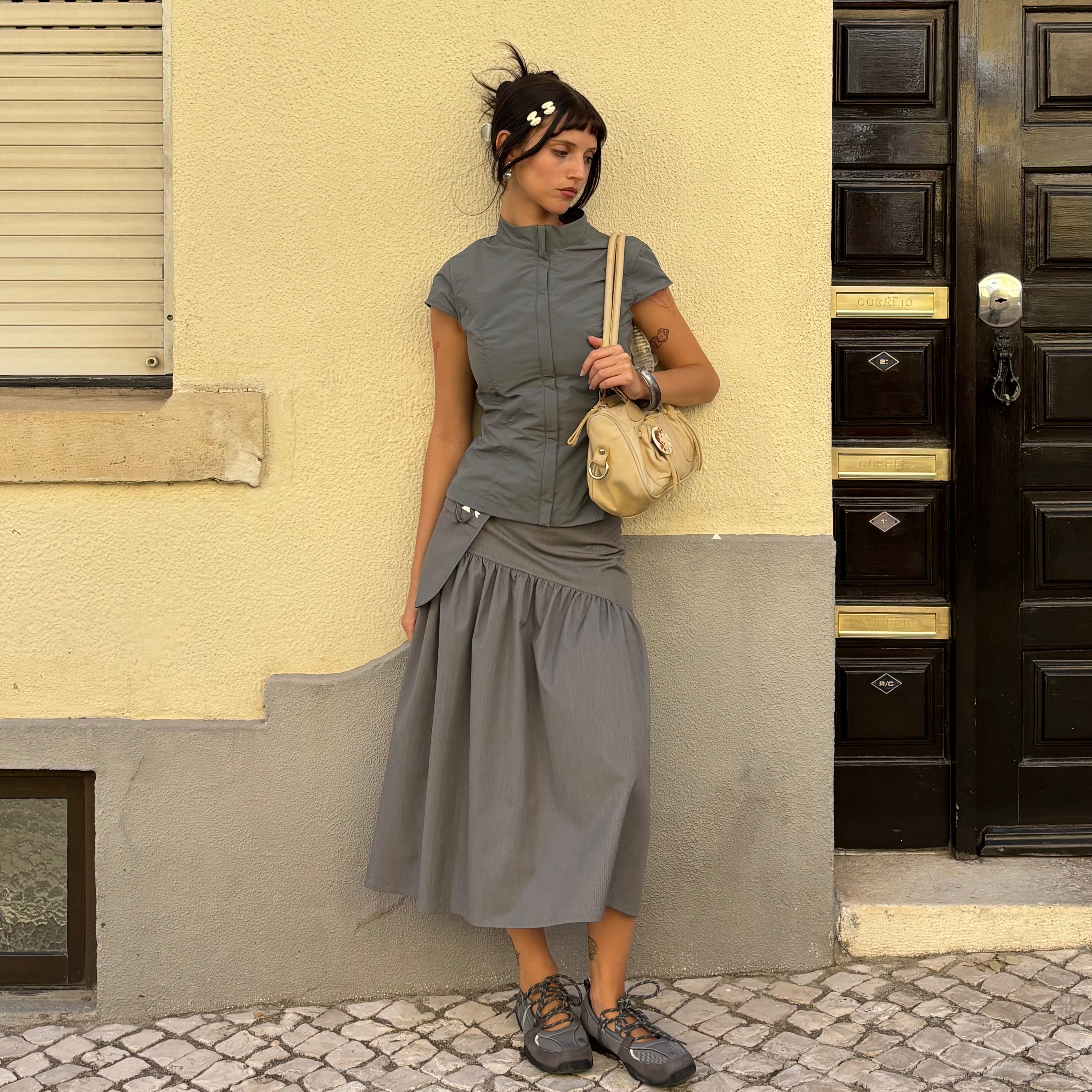 Cap Sleeve Top in Grey