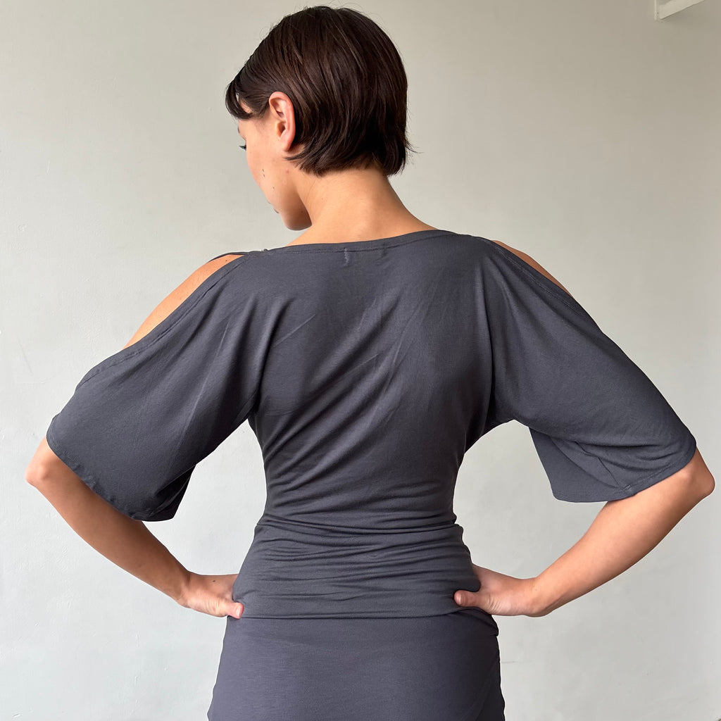 The Split Sleeve Top in Charcoal