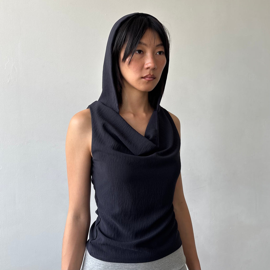 Brigette Hooded Top - Midnight Navy