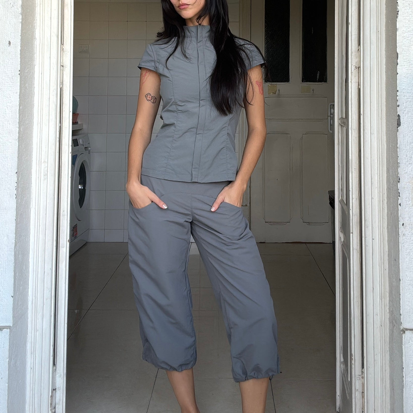 Cap Sleeve Top in Grey