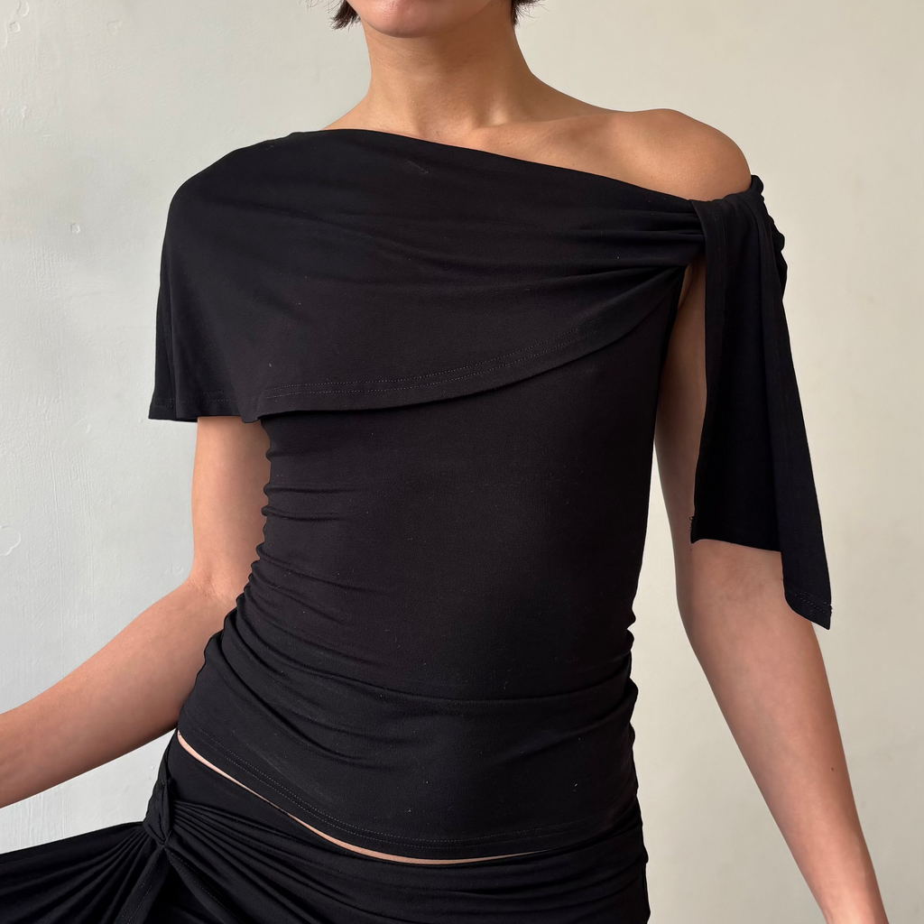 Stella Shawl Top in Black