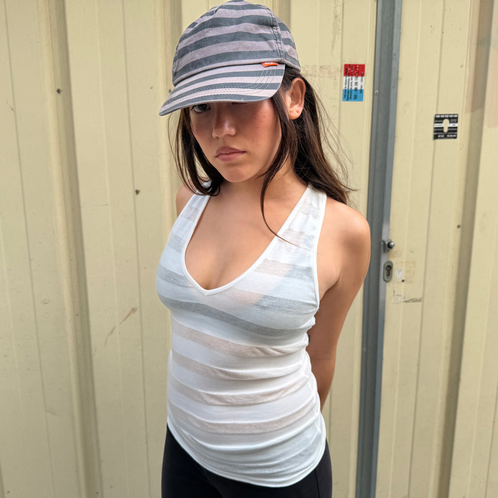 Martine Racer Top in Sheer Stripe