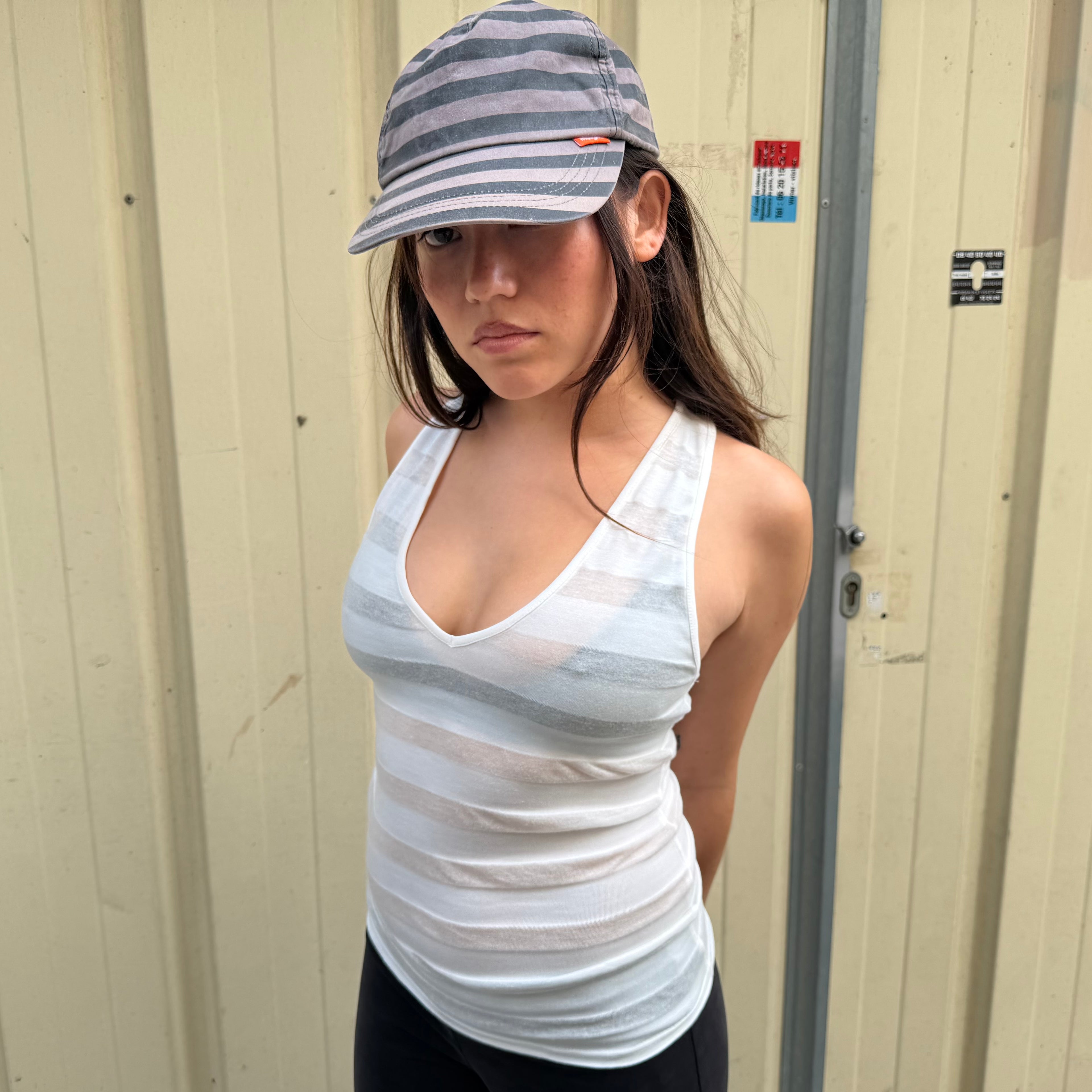 Martine Racer Top in Sheer Stripe