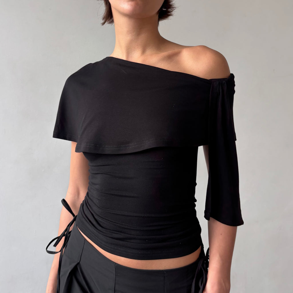 Stella Shawl Top in Black