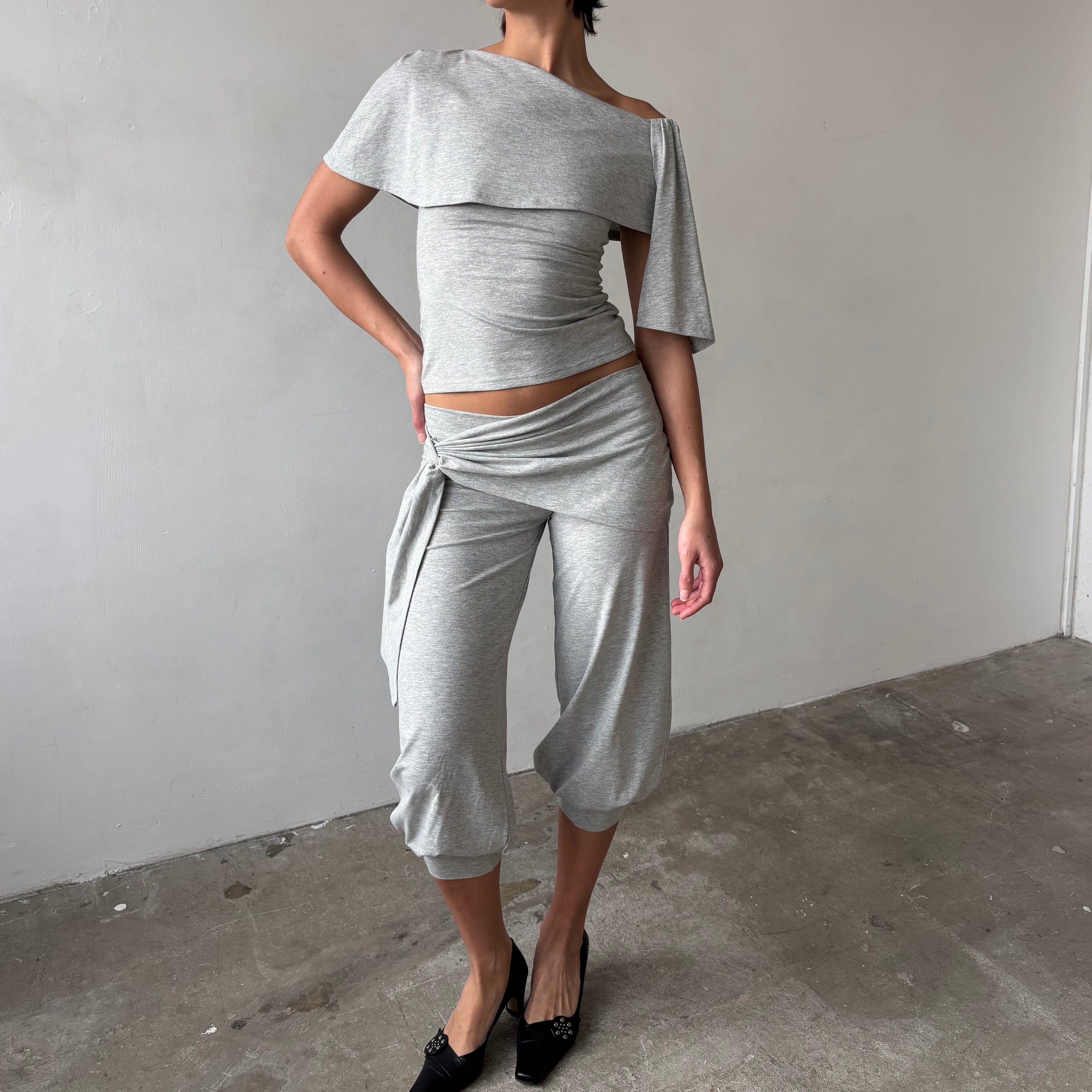 Stella Shawl Top in Grey Marl