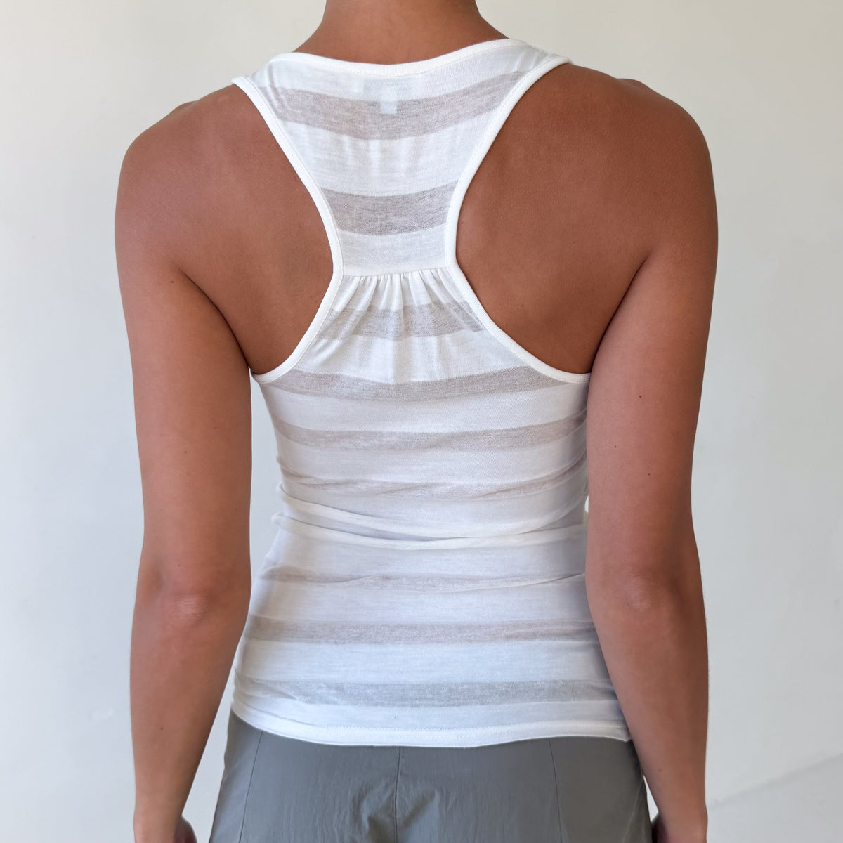 Martine Racer Top in Sheer Stripe