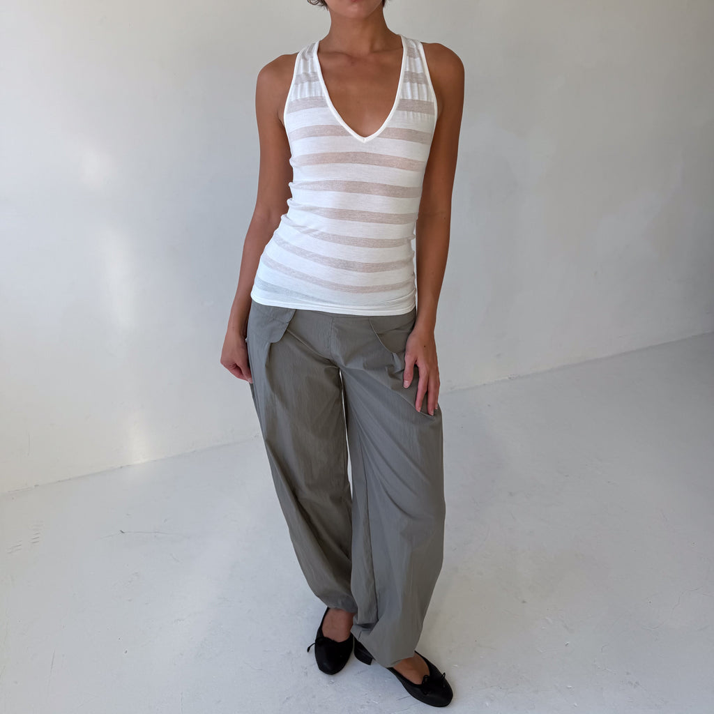 Martine Racer Top in Sheer Stripe