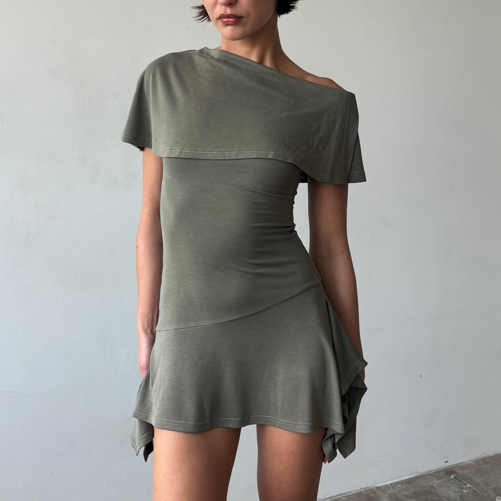 Martine Dress in Charcoal Black or Khaki