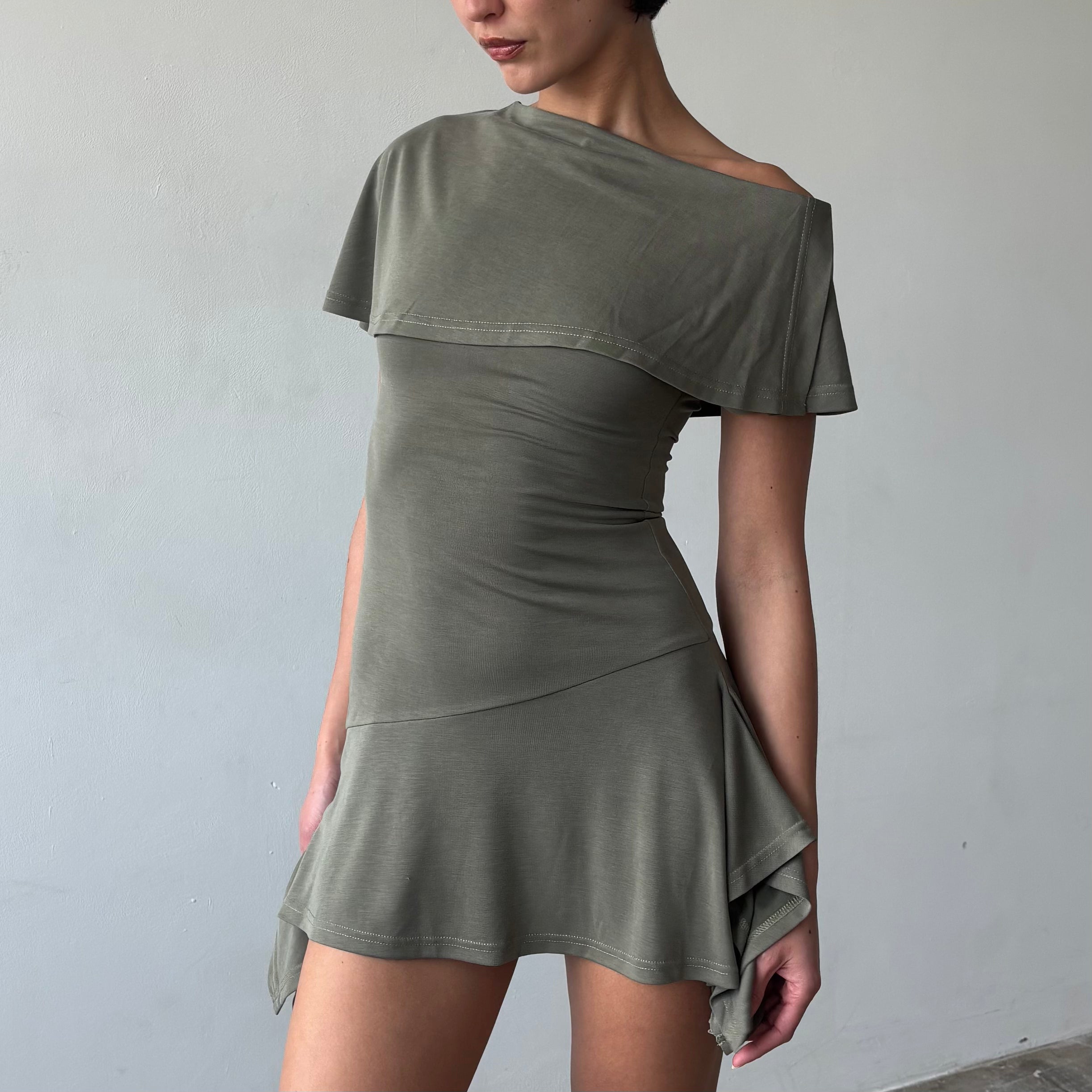 Martine Dress in Charcoal Black or Khaki