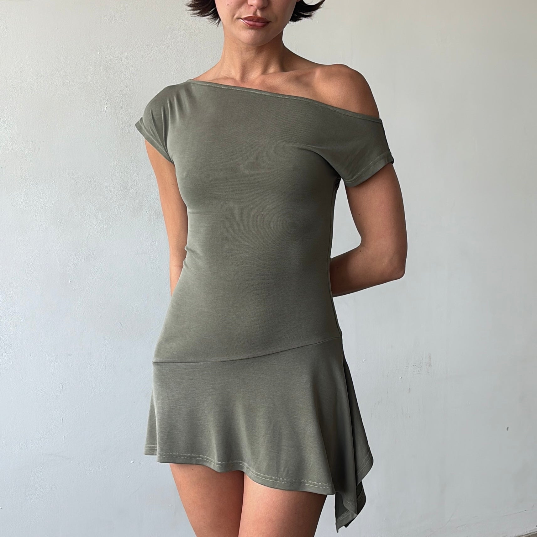 Martine Dress in Charcoal Black or Khaki