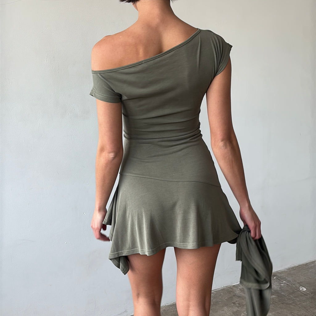 Martine Dress in Charcoal Black or Khaki