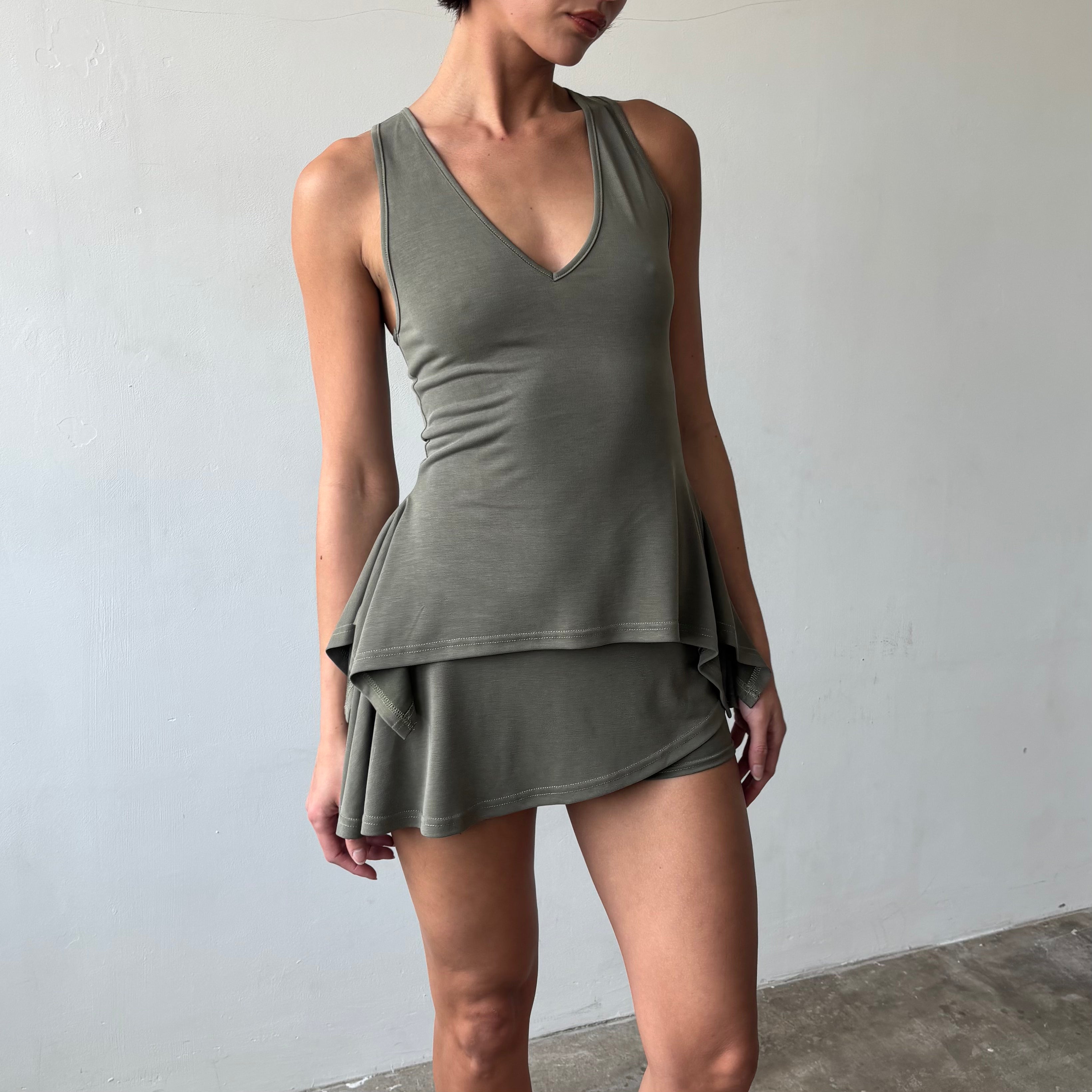 Martine Skort in Khaki or Charcoal Black
