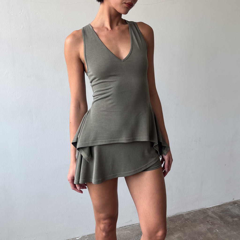 Martine Racer Top in Khaki or Charcoal Black