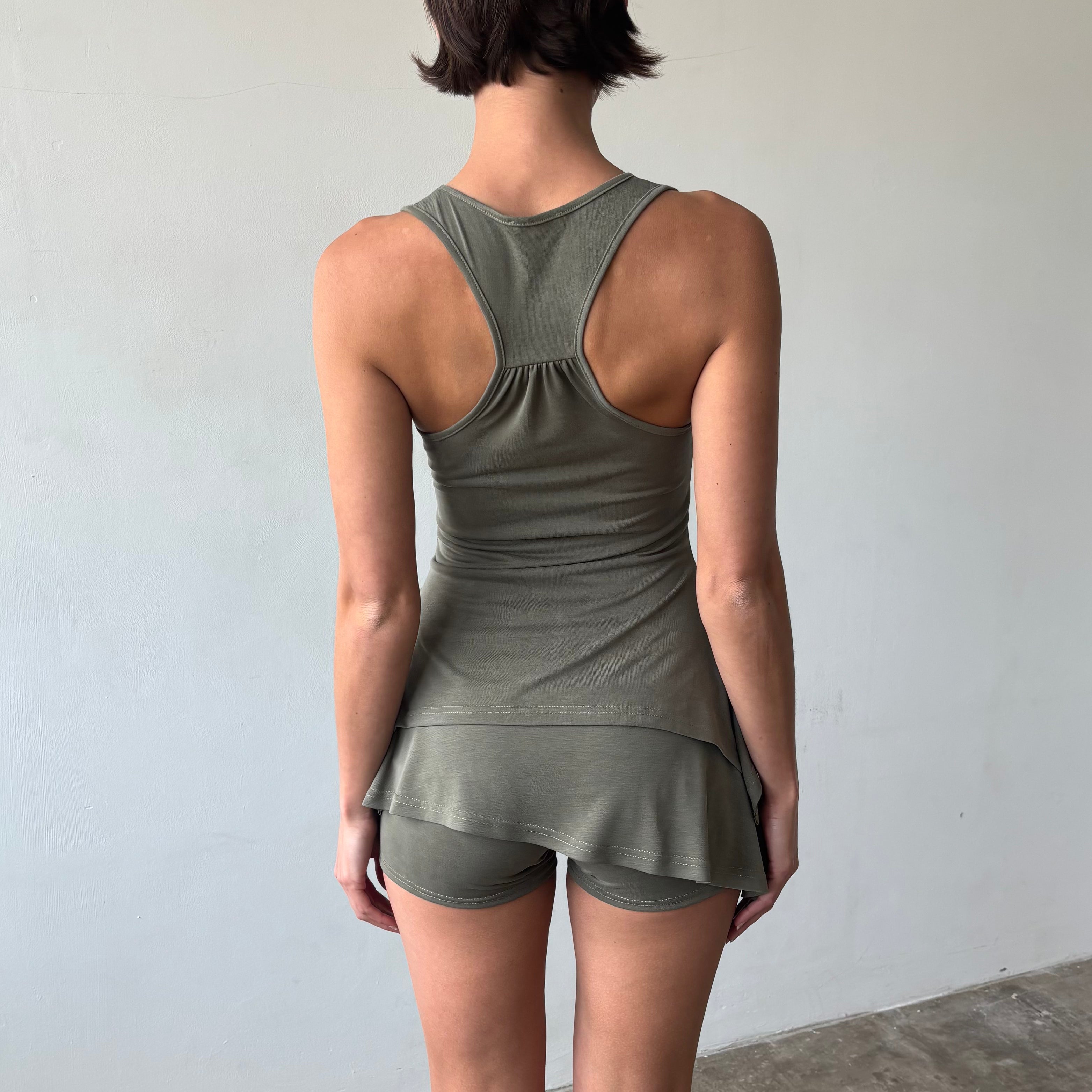 Martine Racer Top in Khaki or Charcoal Black