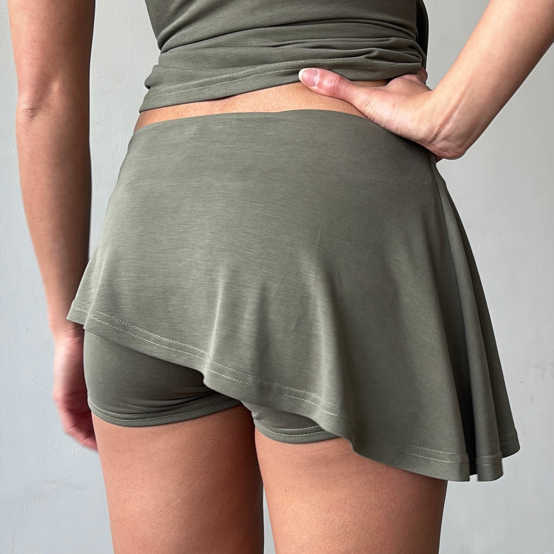 Martine Skort in Khaki or Charcoal Black