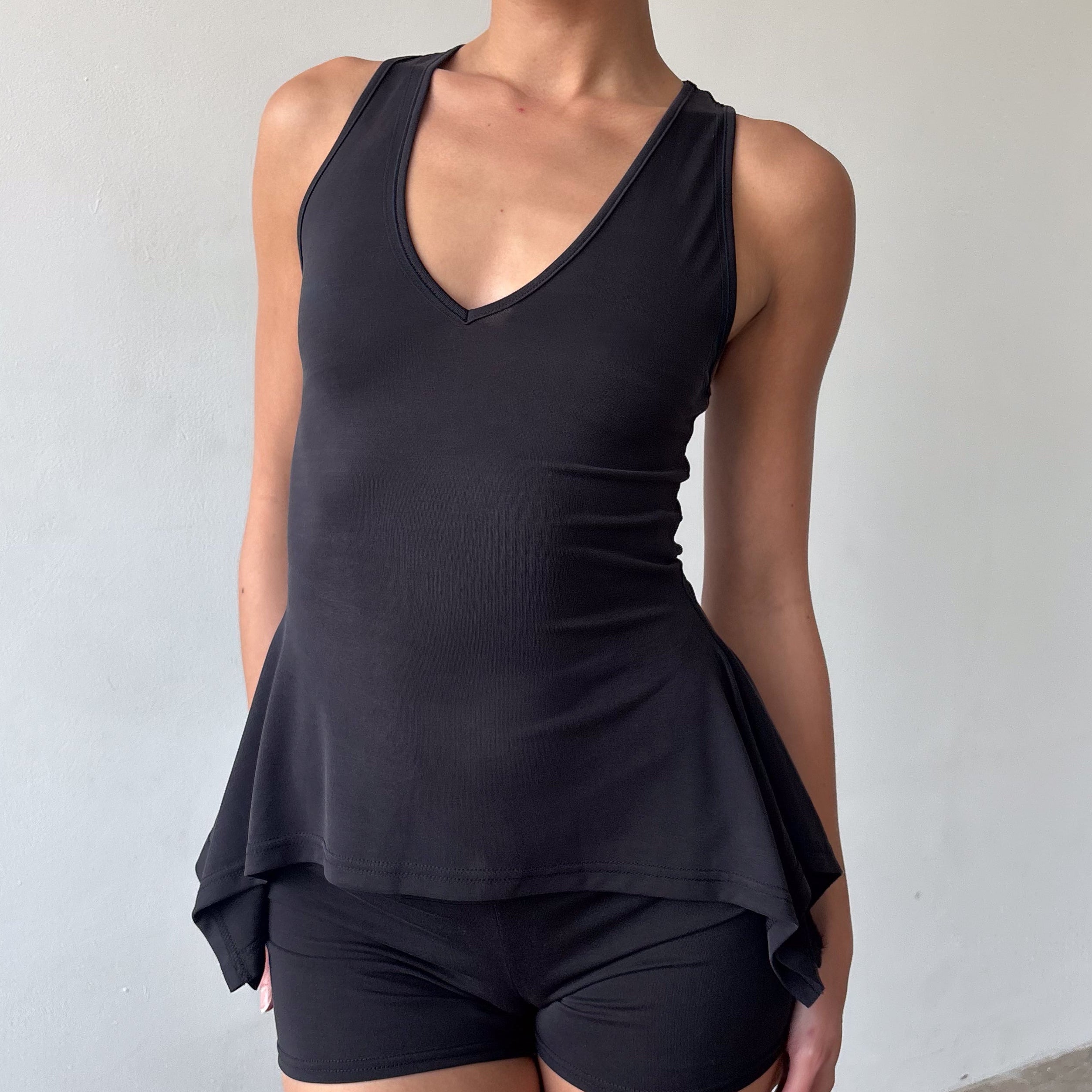 Martine Racer Top in Khaki or Charcoal Black