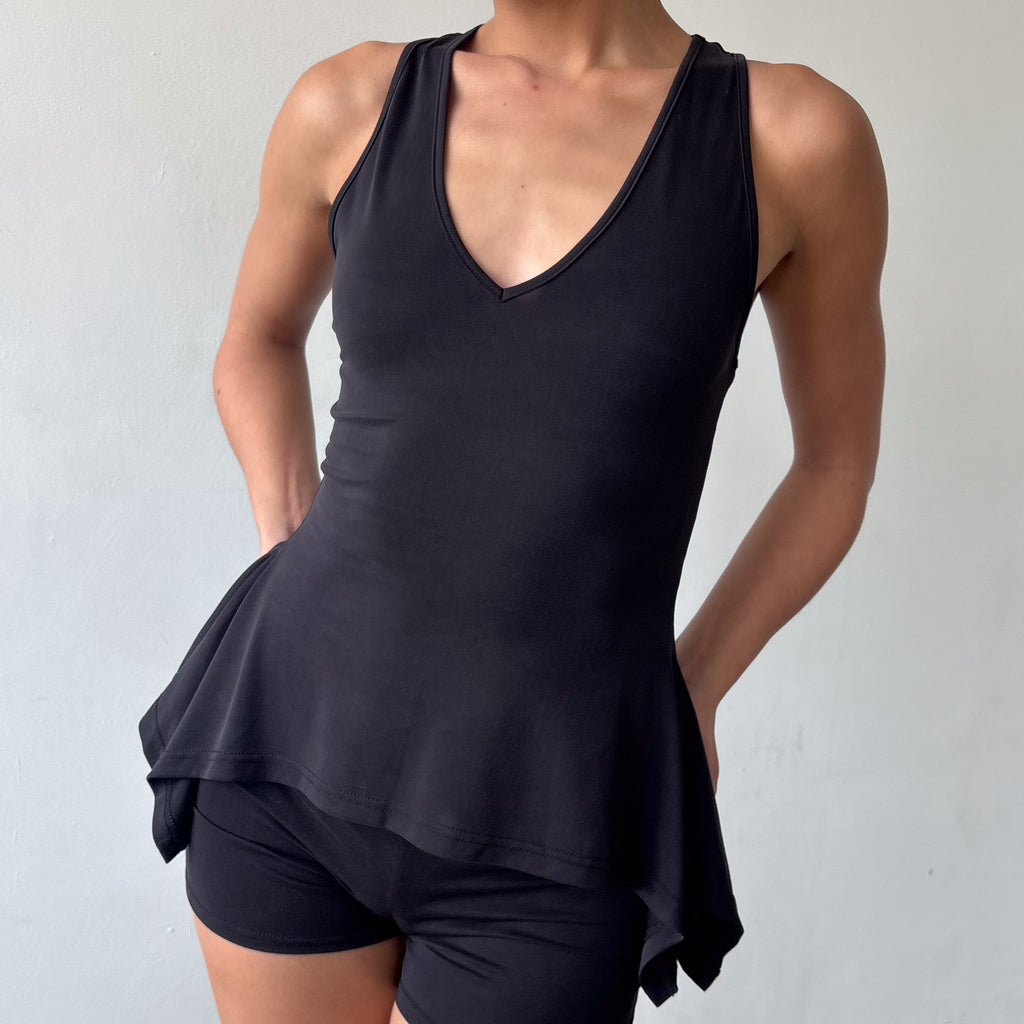 Martine Racer Top in Khaki or Charcoal Black