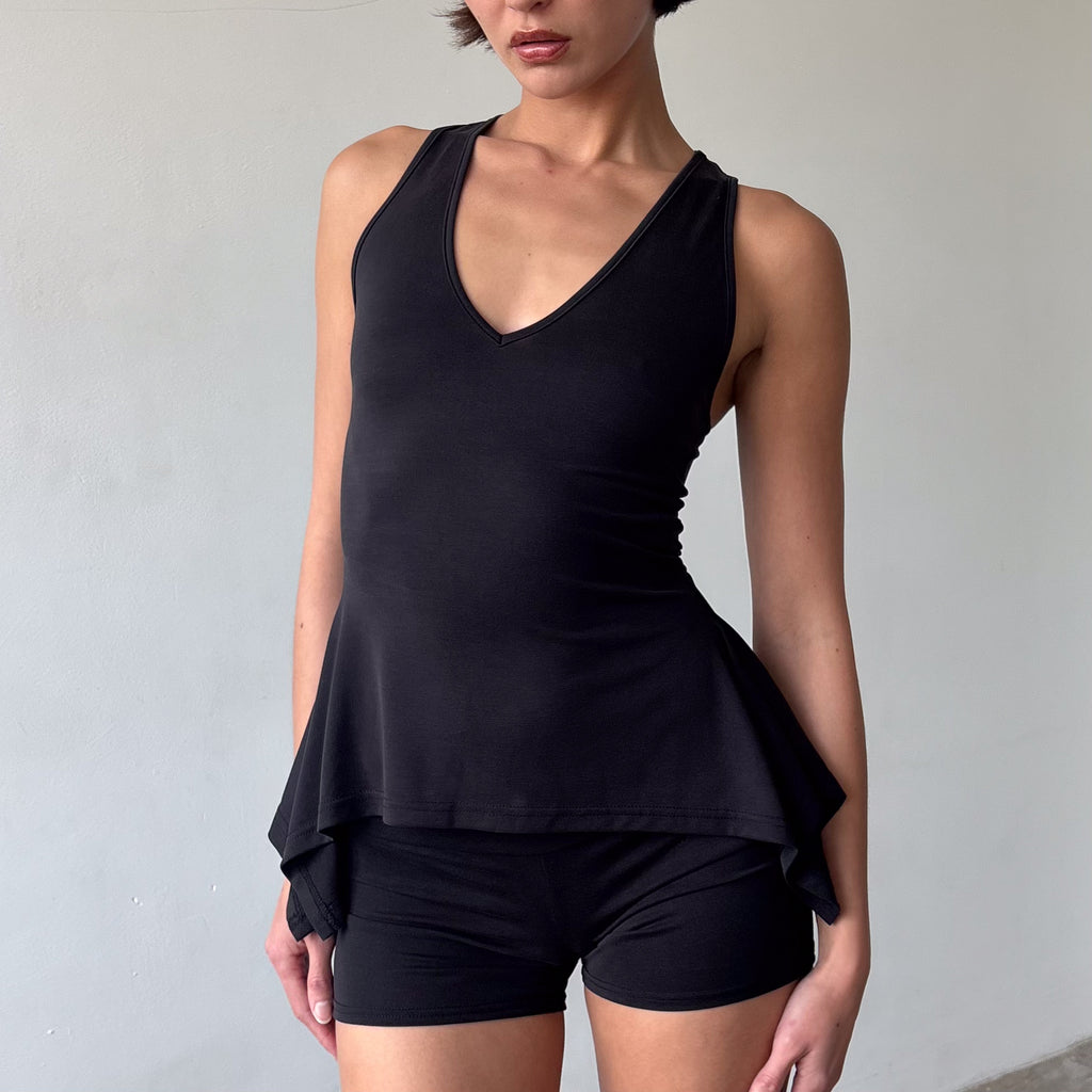 Martine Racer Top in Khaki or Charcoal Black