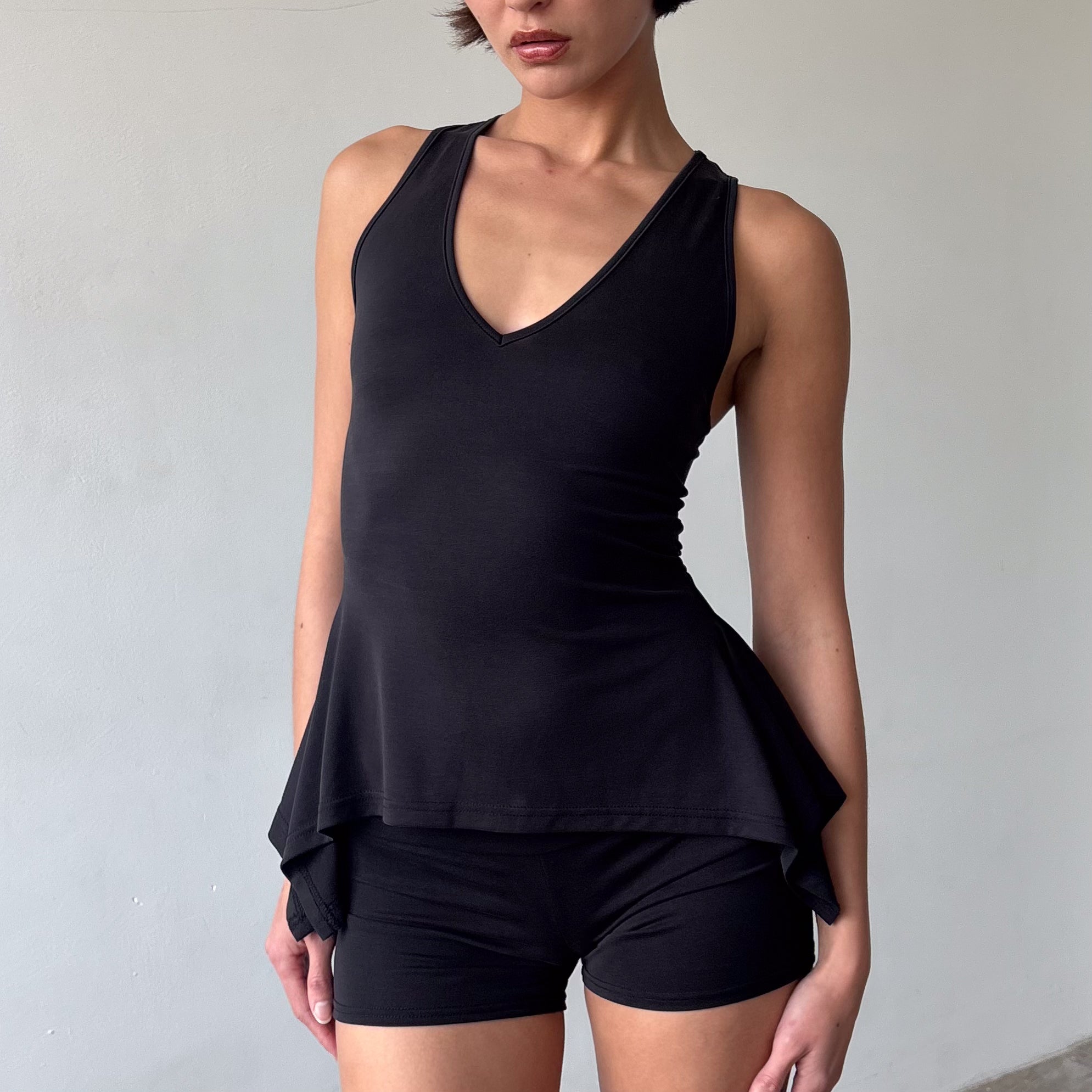 Martine Racer Top in Khaki or Charcoal Black