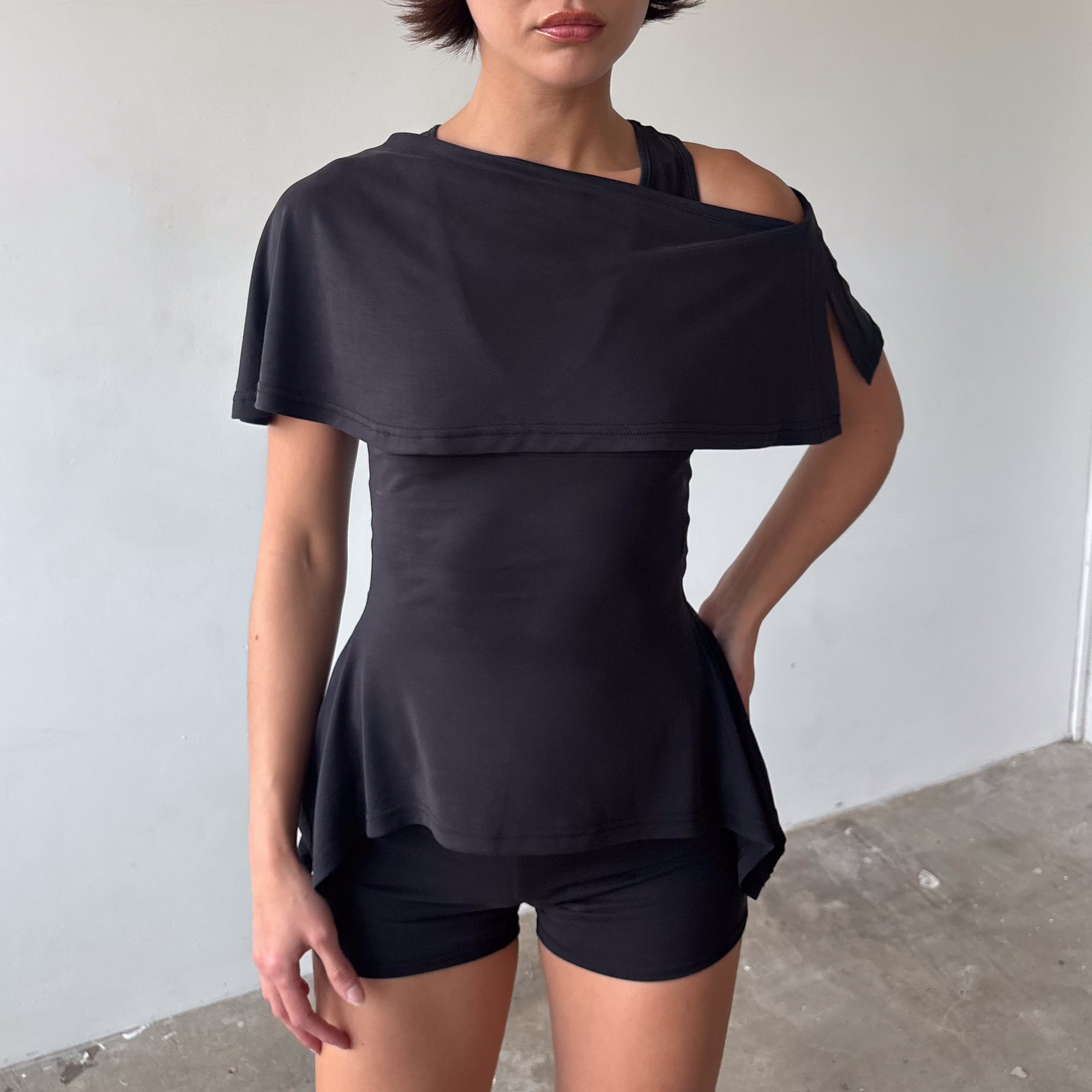 Martine Racer Top in Khaki or Charcoal Black