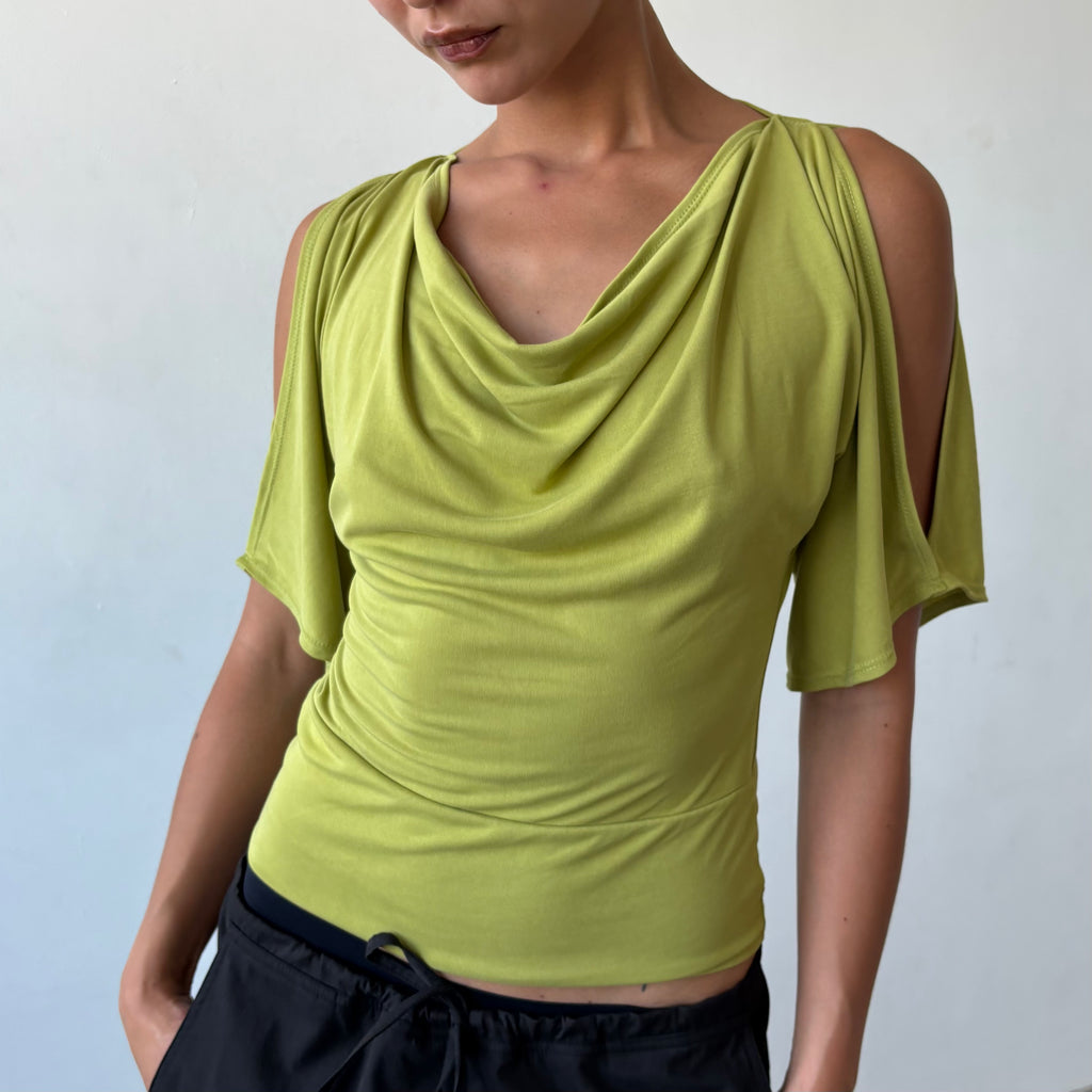 The Split Sleeve Top in Lime