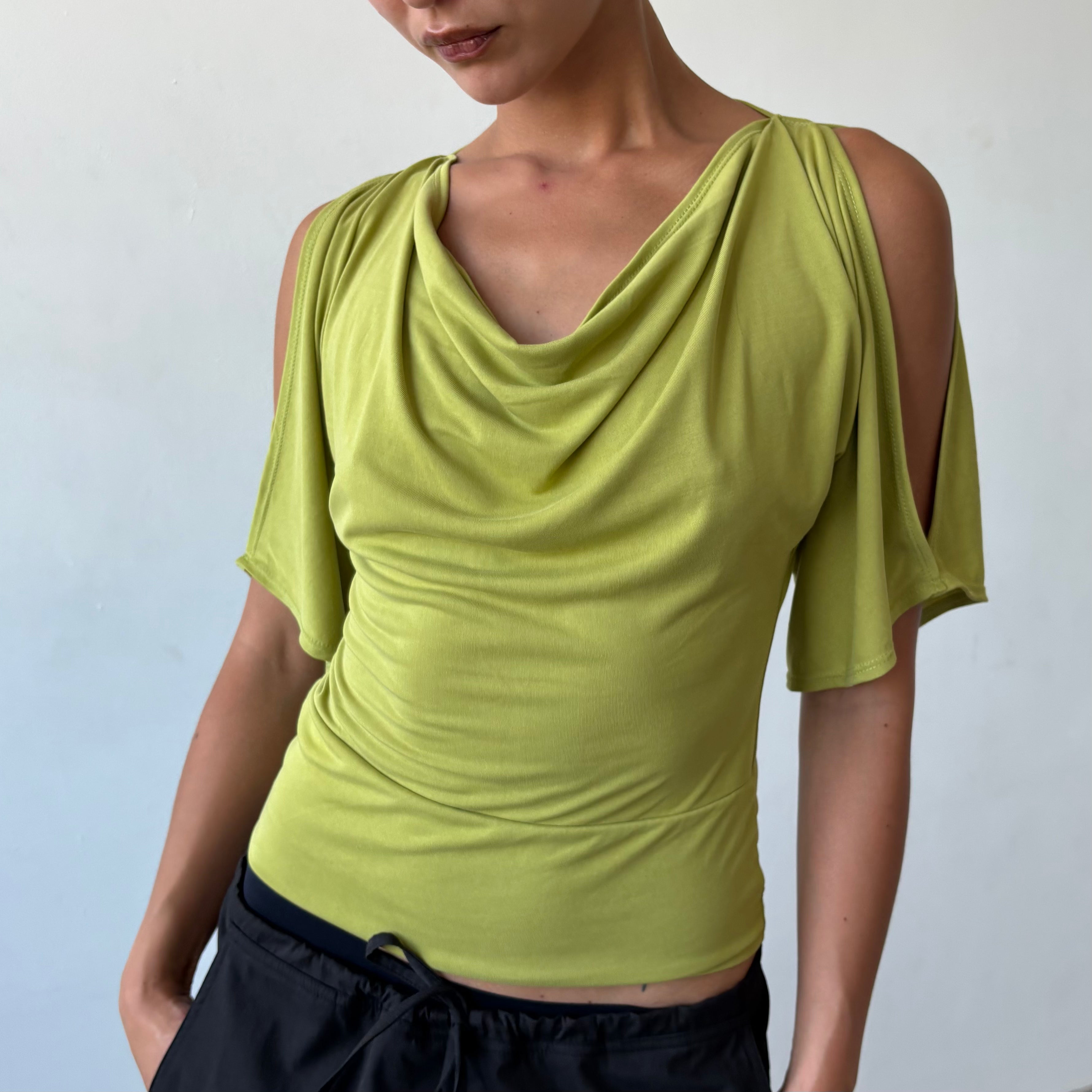 The Split Sleeve Top in Lime