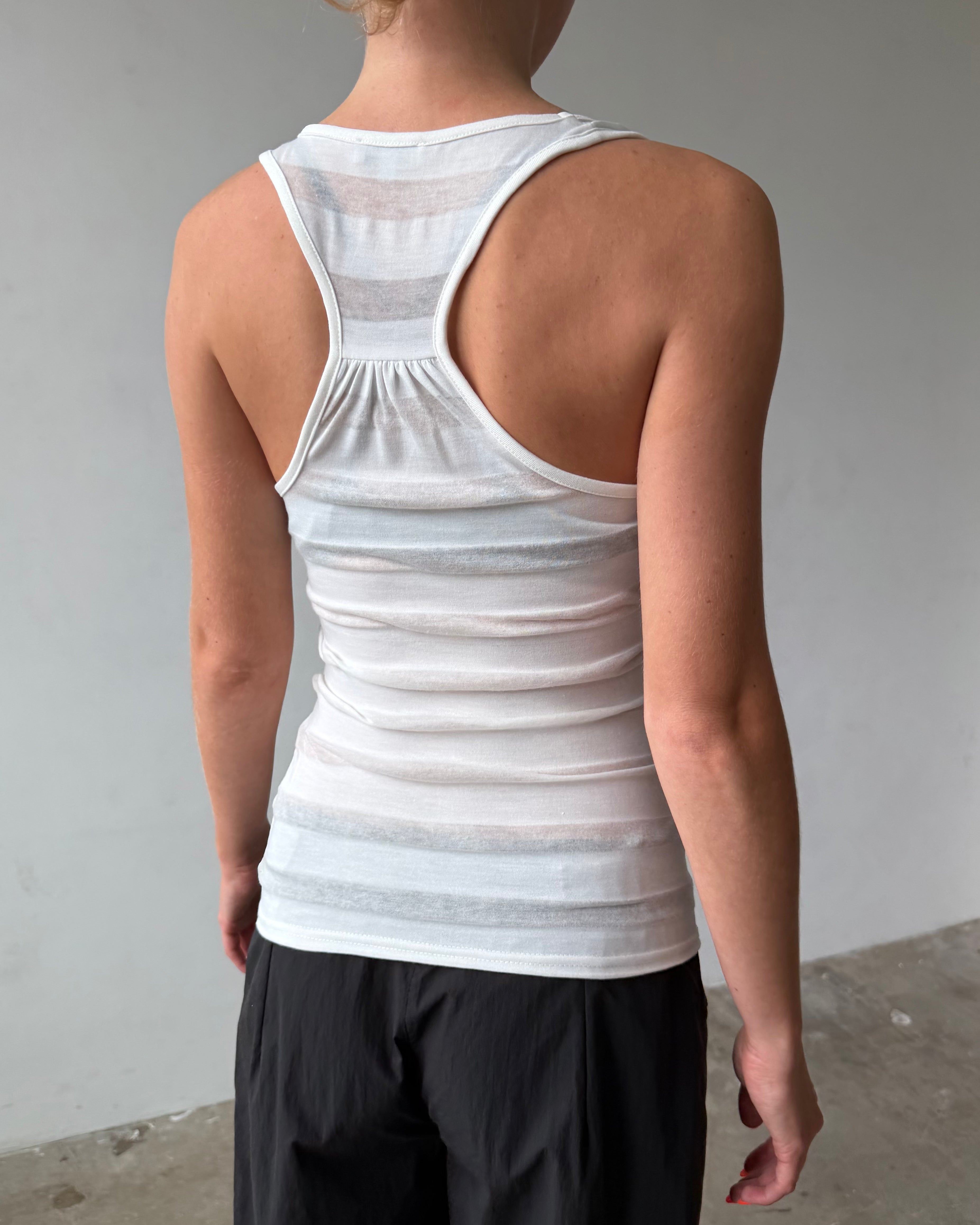 Martine Racer Top in Sheer Stripe