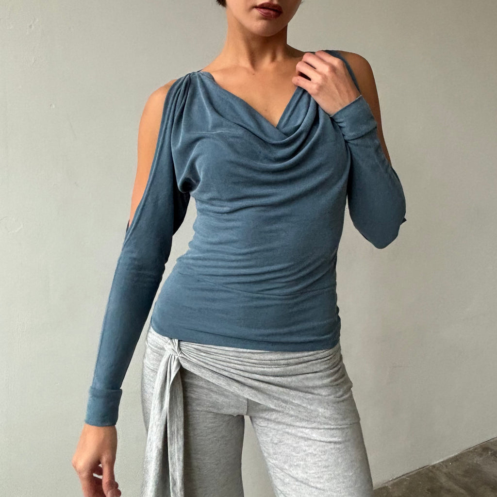 The Long Split Sleeve Top in Blue