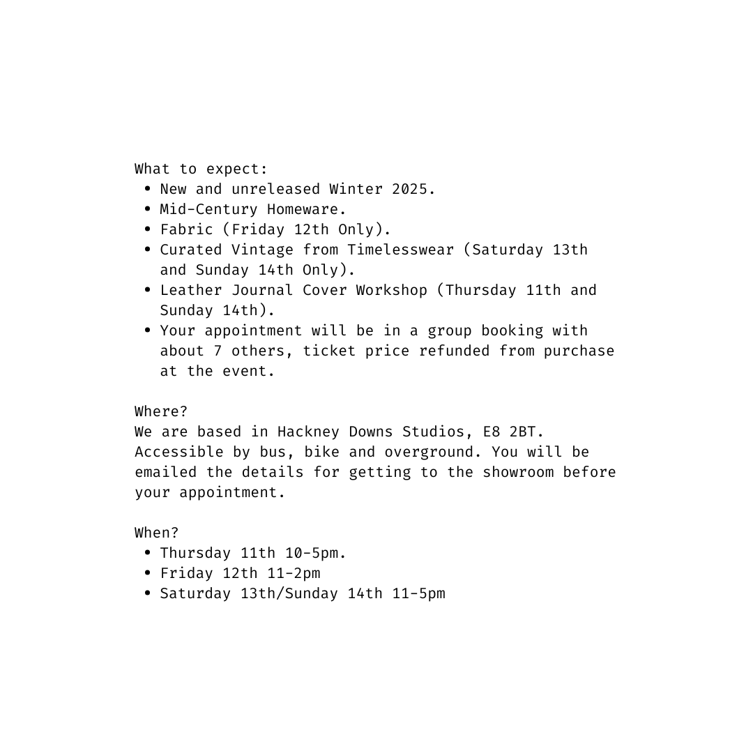 Hackney Showroom 11th-14th December